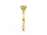 Yellow gold Fancy Yellow Round  Cut Diamond Solitaire Ring with Tapered Baguette Accents and Four-Prong Setting_2