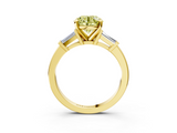 Yellow gold Fancy Yellow Round  Cut Diamond Solitaire Ring with Tapered Baguette Accents and Four-Prong Setting_3