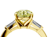 Yellow gold Fancy Yellow Round  Cut Diamond Solitaire Ring with Tapered Baguette Accents and Four-Prong Setting_4