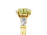 Yellow gold Fancy Yellow Round  Cut Diamond Solitaire Ring with Tapered Baguette Accents and Four-Prong Setting_5