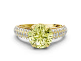 Yellow gold Fancy Yellow Round Cut Diamond Solitaire Ring with Three-Row Pavé Band and Four-Prong Setting_17