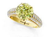 Yellow gold Fancy Yellow Round Cut Diamond Solitaire Ring with Three-Row Pavé Band and Four-Prong Setting_18