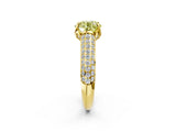 Yellow gold Fancy Yellow Round Cut Diamond Solitaire Ring with Three-Row Pavé Band and Four-Prong Setting_19