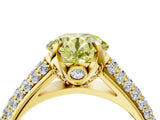 Yellow gold Fancy Yellow Round Cut Diamond Solitaire Ring with Three-Row Pavé Band and Four-Prong Setting_21