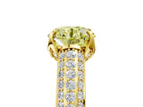 Yellow gold Fancy Yellow Round Cut Diamond Solitaire Ring with Three-Row Pavé Band and Four-Prong Setting_22