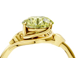 Yellow gold Fancy Yellow Round Cut Diamond Solitaire Ring with Twist Band and Four-Prong Setting_38