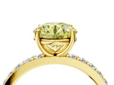 Yellow gold Fancy Yellow Round  Cut Diamond Solitaire with Pave Band and Four-Prong Setting 10