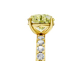 Yellow gold Fancy Yellow Round  Cut Diamond Solitaire with Pave Band and Four-Prong Setting 11