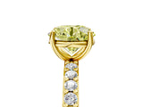 Yellow gold Fancy Yellow Round  Cut Diamond Solitaire with Pave Band and Four-Prong Setting 5
