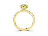 Yellow gold Fancy Yellow Round  Cut Diamond Solitaire with Pave Band and Four-Prong Setting 9