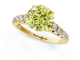 Yellow gold Fancy Yellow Round  Cut Diamond Solitaire with Pave Band and Four-Prong Setting_1