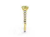 Yellow gold Fancy Yellow Round  Cut Diamond Solitaire with Pave Band and Four-Prong Setting_2
