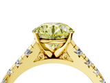 Yellow gold Fancy Yellow Round  Cut Diamond Solitaire with Pave Band and Four-Prong Setting_4