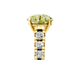 Yellow gold Fancy Yellow Round  Cut Diamond Solitaire with Pave Band and Four-Prong Setting_5