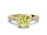 Yellow gold Fancy Yellow Round Cut Diamond Solitaire with Side Stones, Pave Band, Four-Prong Setting_41