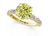Yellow gold Fancy Yellow Round Cut Diamond Solitaire with Side Stones, Pave Band, Four-Prong Setting_42