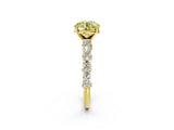 Yellow gold Fancy Yellow Round Cut Diamond Solitaire with Side Stones, Pave Band, Four-Prong Setting_43