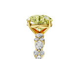 Yellow gold Fancy Yellow Round Cut Diamond Solitaire with Side Stones, Pave Band, Four-Prong Setting_46