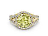 Yellow gold Fancy Yellow Round Cut Diamond Split Shank Halo Ring with Four-Prong Setting_17