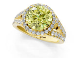 Yellow gold Fancy Yellow Round Cut Diamond Split Shank Halo Ring with Four-Prong Setting_18