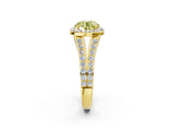 Yellow gold Fancy Yellow Round Cut Diamond Split Shank Halo Ring with Four-Prong Setting_19