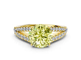 Yellow gold Fancy Yellow Round Cut Diamond Split Shank Pavé Engagement Ring with Four-Prong Setting_18