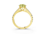 Yellow gold Fancy Yellow Round Cut Diamond Split Shank Pavé Engagement Ring with Four-Prong Setting_21