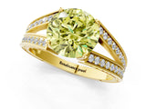 Yellow gold Fancy Yellow Round Cut Diamond Split Shank Ring with Pavé Band and Four-Prong Setting_18