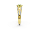 Yellow gold Fancy Yellow Round Cut Diamond Split Shank Ring with Pavé Band and Four-Prong Setting_19