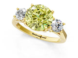 Yellow gold Fancy Yellow Round Cut Diamond Three-Stone Engagement Ring with Prong Setting and Pavé Band_1