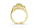 Yellow gold Fancy Yellow Round Cut Diamond Three-Stone Engagement Ring with Prong Setting and Pavé Band_3