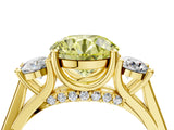 Yellow gold Fancy Yellow Round Cut Diamond Three-Stone Engagement Ring with Prong Setting and Pavé Band_4