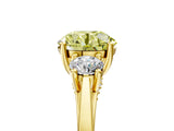 Yellow gold Fancy Yellow Round Cut Diamond Three-Stone Engagement Ring with Prong Setting and Pavé Band_5