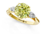 Yellow gold Fancy Yellow Round Cut Diamond Three-Stone Ring with Pear Side Stones and Four-Prong Setting_45