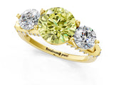 Yellow gold Fancy Yellow Round Cut Diamond Three-Stone Ring with Prong Setting and Pavé Band_1