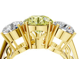 Yellow gold Fancy Yellow Round Cut Diamond Three-Stone Ring with Prong Setting and Textured Band_4