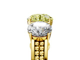 Yellow gold Fancy Yellow Round Cut Diamond Three-Stone Ring with Prong Setting and Textured Band_5