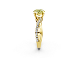 Yellow gold Fancy Yellow Round  Cut Diamond Twist Band Solitaire with Prong Setting_2