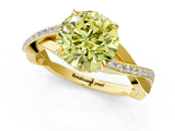 Yellow gold Fancy Yellow Round  Cut Diamond Twisted Band Engagement Ring with Prong Setting_4