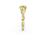 Yellow gold Fancy Yellow Round  Cut Diamond Twisted Band Engagement Ring with Prong Setting_5