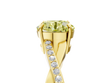 Yellow gold Fancy Yellow Round  Cut Diamond Twisted Band Engagement Ring with Prong Setting_8