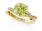 Yellow gold Fancy Yellow Round  Cut Diamond Twisted Band with Pavé Setting and Four-Prong Setting_1