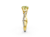 Yellow gold Fancy Yellow Round  Cut Diamond Twisted Band with Pavé Setting and Four-Prong Setting_2