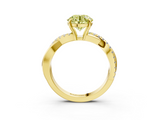Yellow gold Fancy Yellow Round  Cut Diamond Twisted Band with Pavé Setting and Four-Prong Setting_3