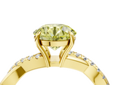Yellow gold Fancy Yellow Round  Cut Diamond Twisted Band with Pavé Setting and Four-Prong Setting_4