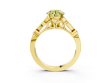 Yellow gold Fancy Yellow Round  Cut Diamond with Milgrain Marquise and Bezel Accents on a Solitaire Band with Prong Setting_3