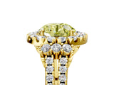 Yellow gold Fancy Yellow Round  Cut Double Halo Diamond Engagement Ring with Pave Band and Four-Prong Setting 5