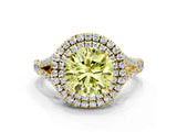 Yellow gold Fancy Yellow Round  Cut Double Halo Split Shank Diamond Ring with Prong Setting_29