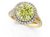 Yellow gold Fancy Yellow Round  Cut Double Halo Split Shank Diamond Ring with Prong Setting_30