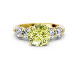 Yellow gold Fancy Yellow Round  Cut Five-Stone Prong Set Diamond Ring with Classic Band_30